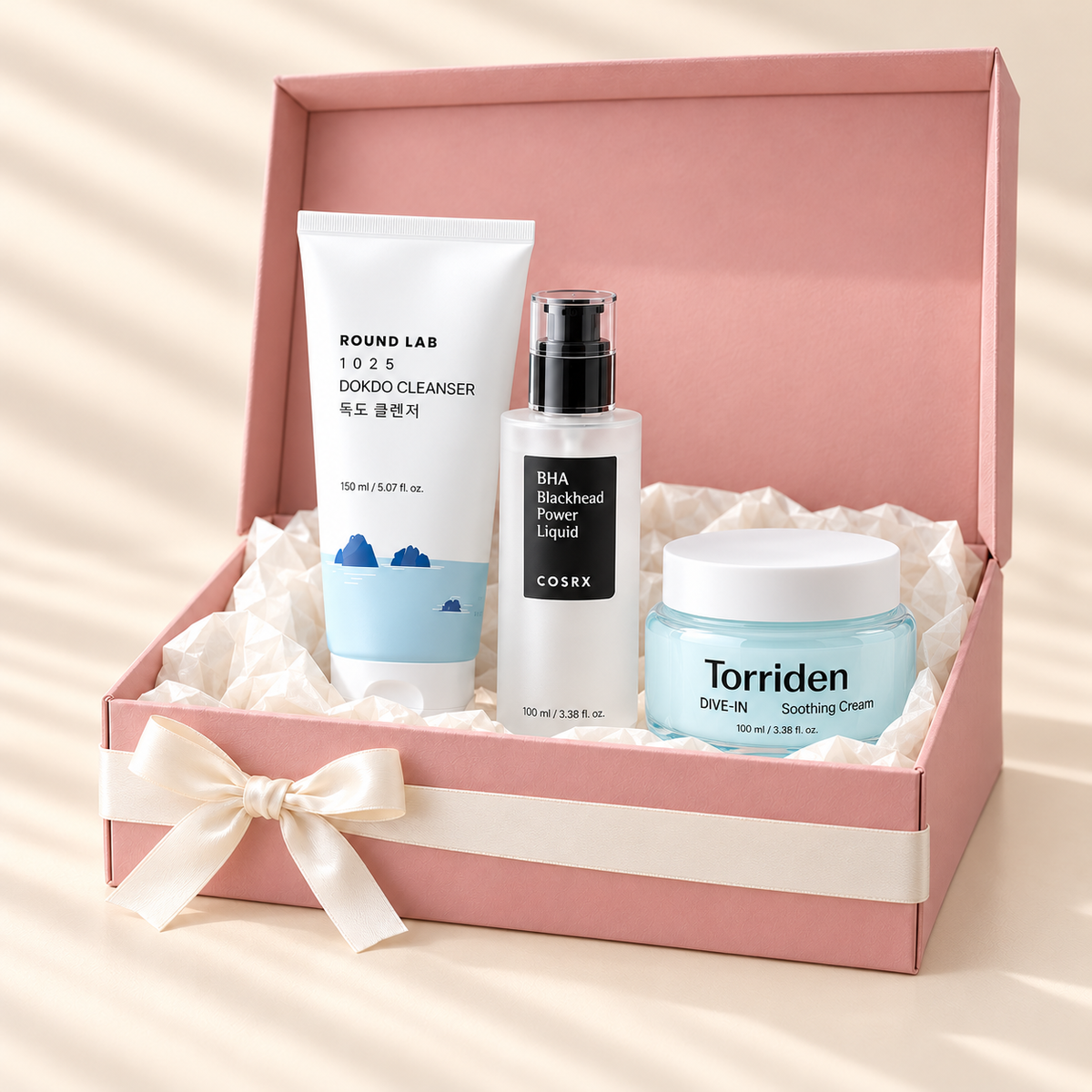AERI BEAUTY clear mini pink skincare gift box