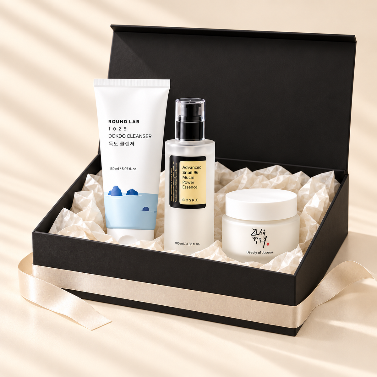 AERI BEAUTY glow mini black skincare gift box