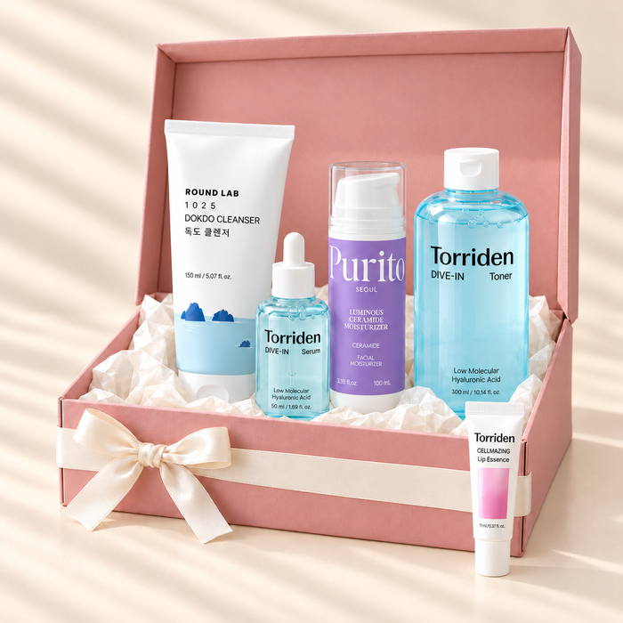 AERI BEAUTY Hydrate & Restore Full gift box in blush pink with five skincare products