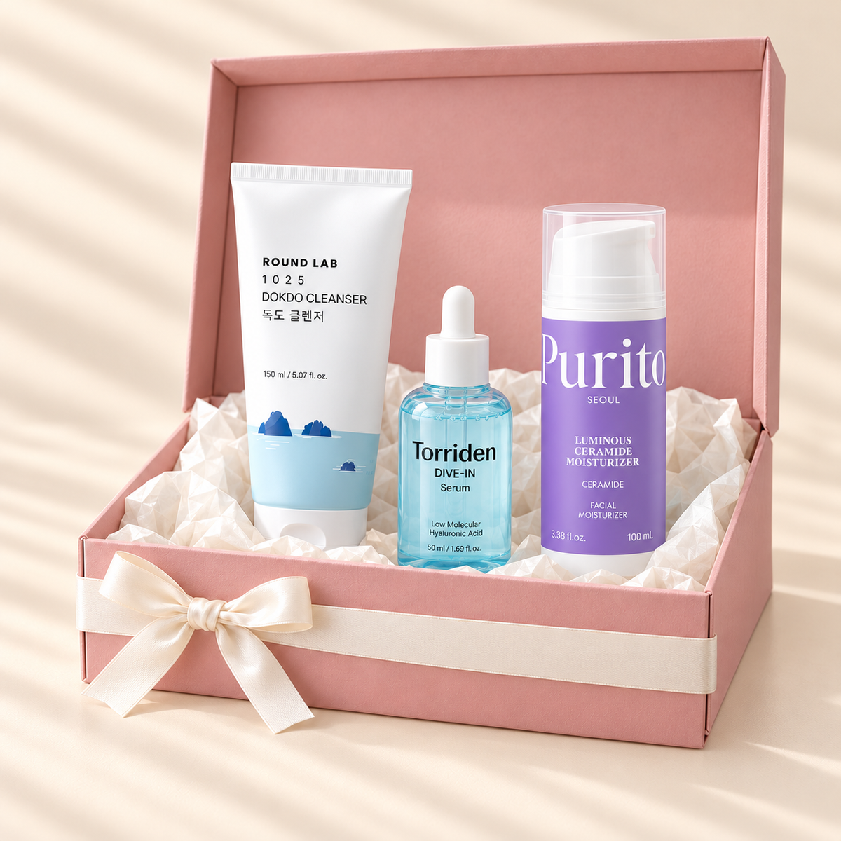 AERI BEAUTY hydrate mini pink skincare gift box